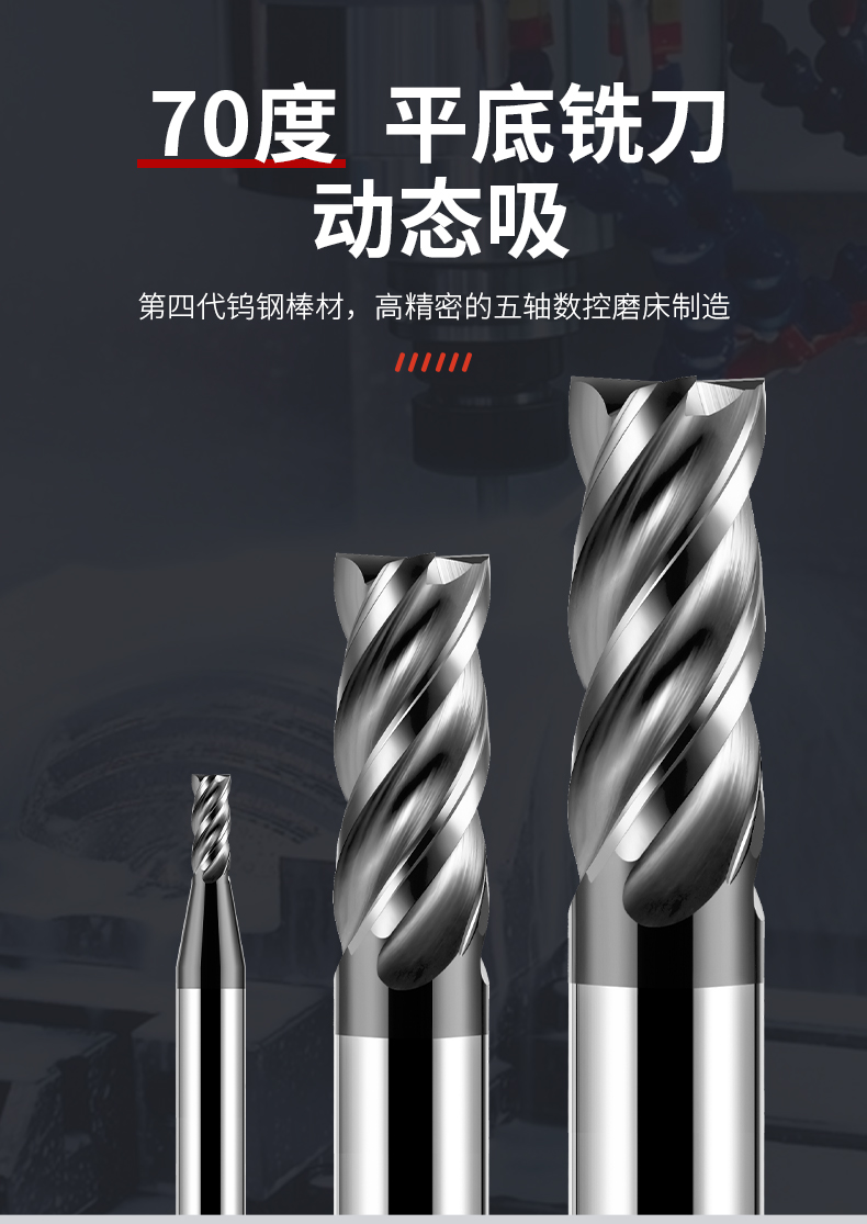 Tungsten Carbide Flat 4 Flutes End Mills 